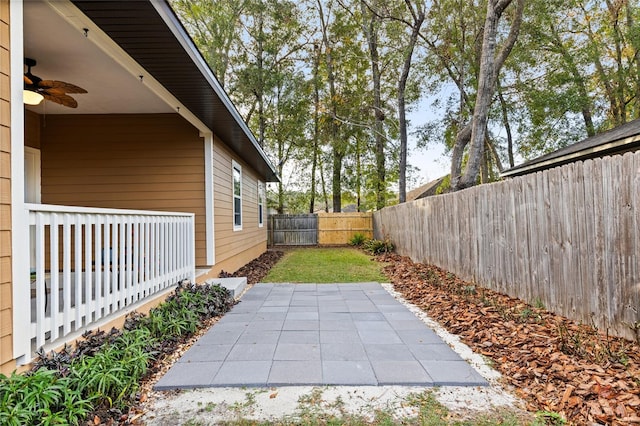 view of patio / terrace with ceiling fan