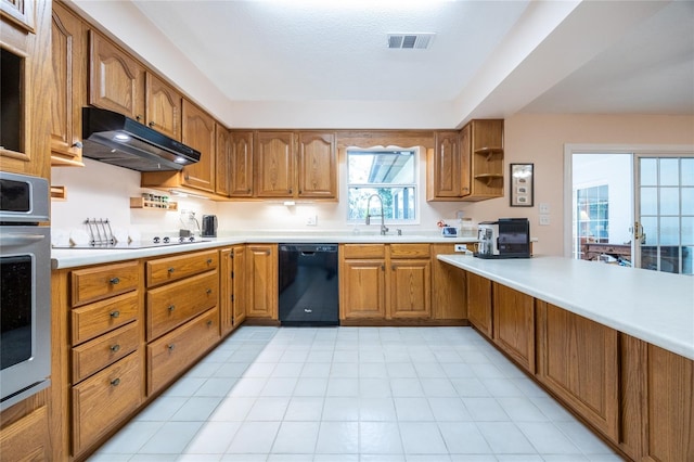 kitchen with black appliances and sink