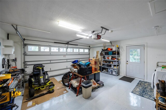 garage with a garage door opener