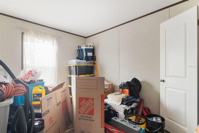 interior space with crown molding