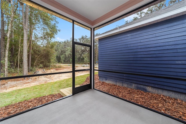 view of unfurnished sunroom