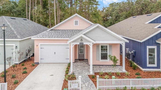 front of property with a garage