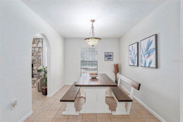 view of tiled dining room