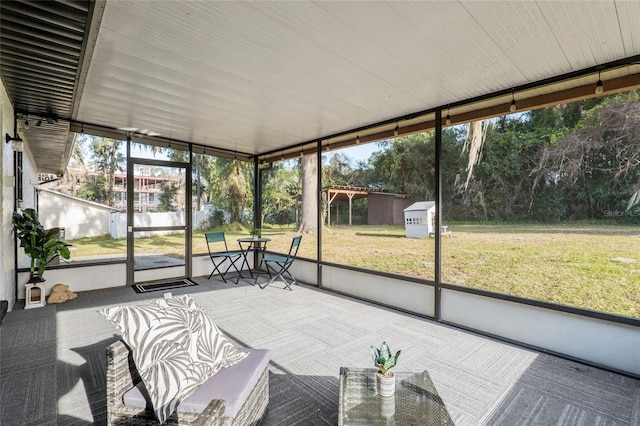 view of unfurnished sunroom