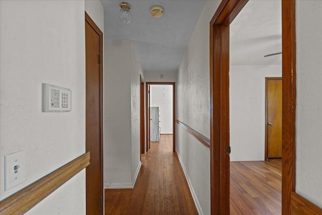 hall with dark hardwood / wood-style floors