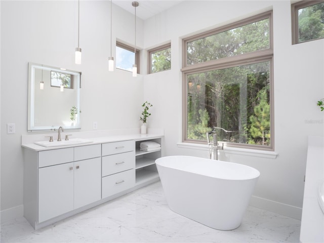 bathroom with a bathtub and vanity