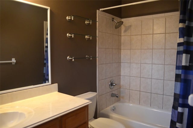 full bathroom featuring vanity, toilet, and shower / bath combo