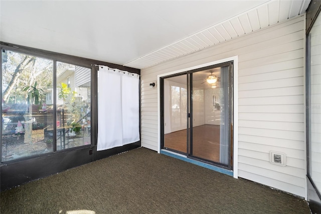 view of unfurnished sunroom