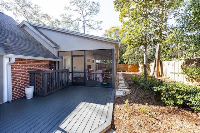 wooden terrace with a sunroom