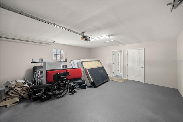 garage with a garage door opener