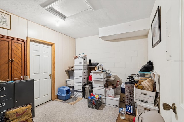 interior space with a textured ceiling