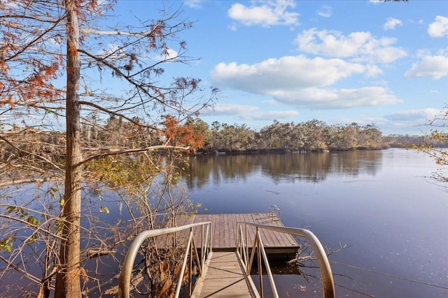 view of dock featuring a water view