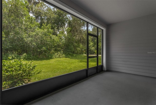 view of unfurnished sunroom