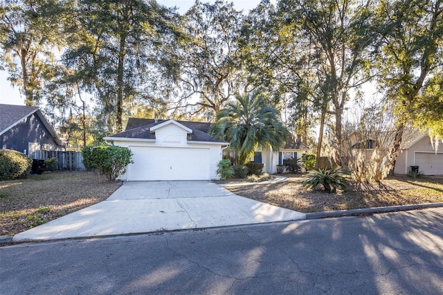 single story home with a garage