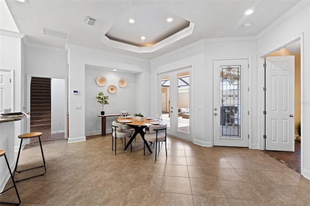 13554 NW 7th Rd, Newberry, FL 32669 - tiled dining room with ornamental molding, stairway, and recessed lighting