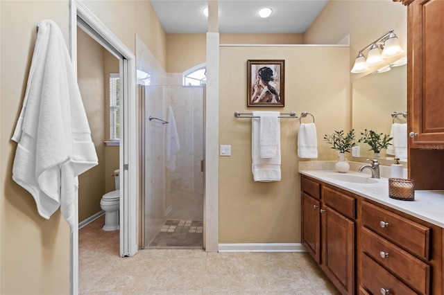 13554 NW 7th Rd, Newberry, FL 32669 - bathroom with vanity, a stall shower, and tile patterned floors