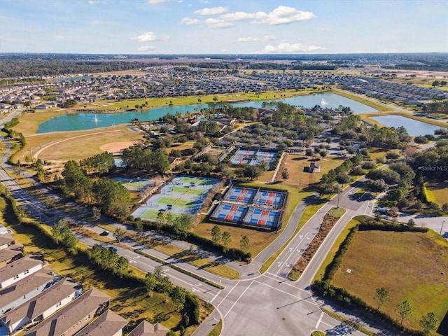 bird's eye view featuring a water view