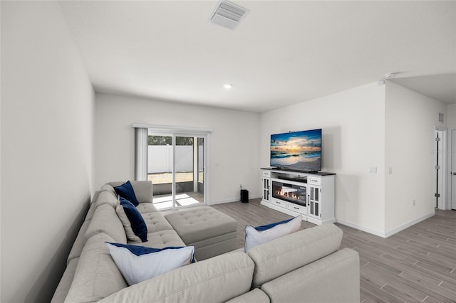 living room featuring light hardwood / wood-style flooring