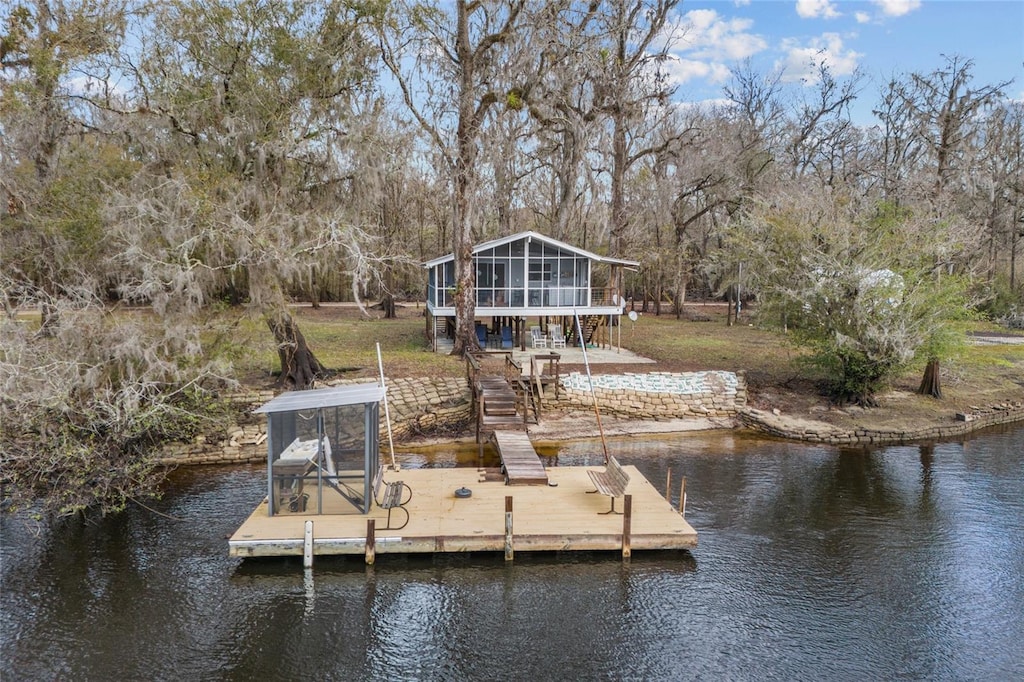 view of dock featuring a water view