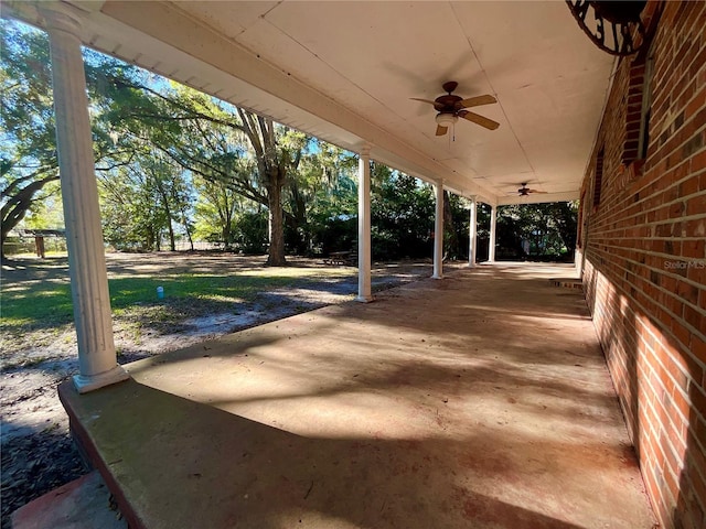 view of patio with ceiling fan