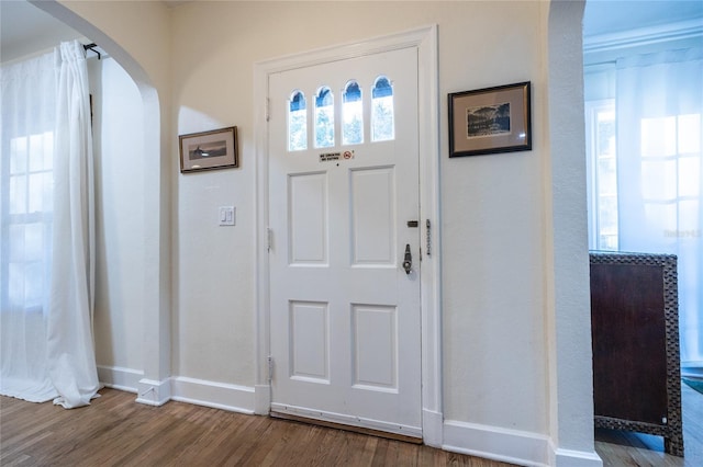 entrance foyer with wood-type flooring