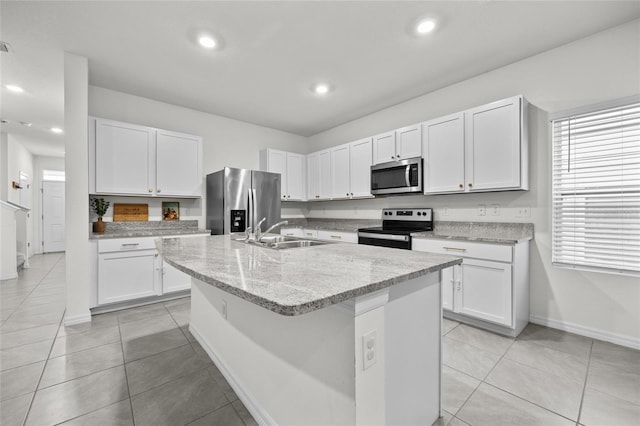 kitchen with white cabinets, sink, and appliances with stainless steel finishes