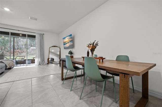 dining room with light tile patterned floors