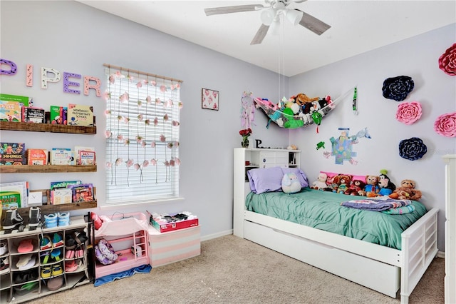 bedroom with carpet and ceiling fan