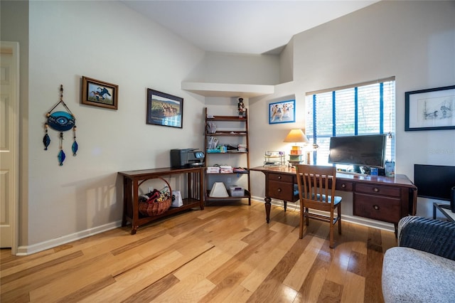 office space featuring light hardwood / wood-style flooring