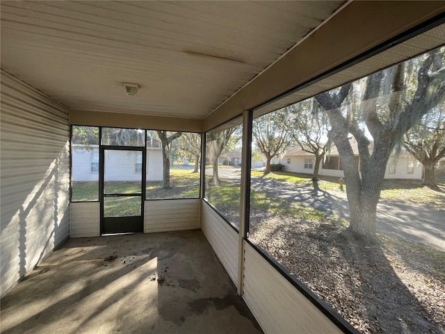 view of unfurnished sunroom