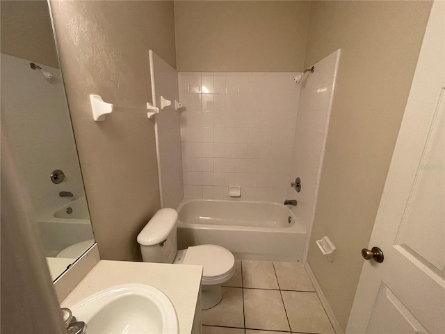 full bathroom with tile patterned floors, toilet, sink, and bathtub / shower combination