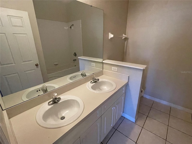 bathroom featuring tile patterned floors, vanity, and shower / bathing tub combination