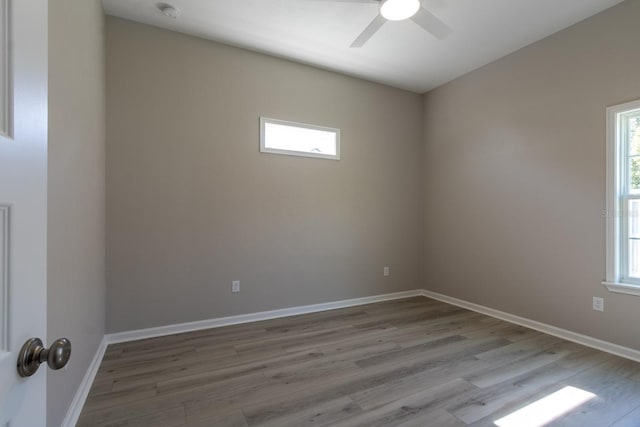11828 NW 15th Rd, Gainesville, FL 32606 - spare room with wood finished floors, ceiling fan, and plenty of natural light
