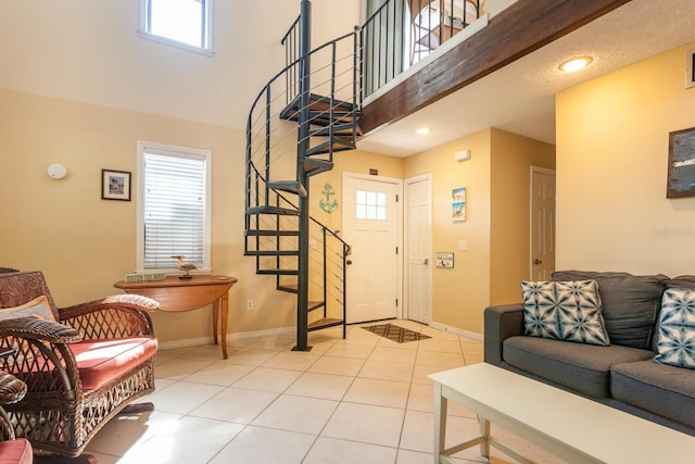 view of tiled living room