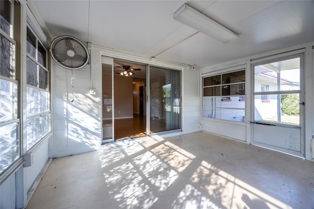 view of unfurnished sunroom