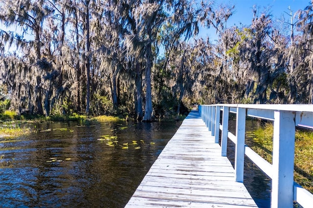 view of dock featuring a water view