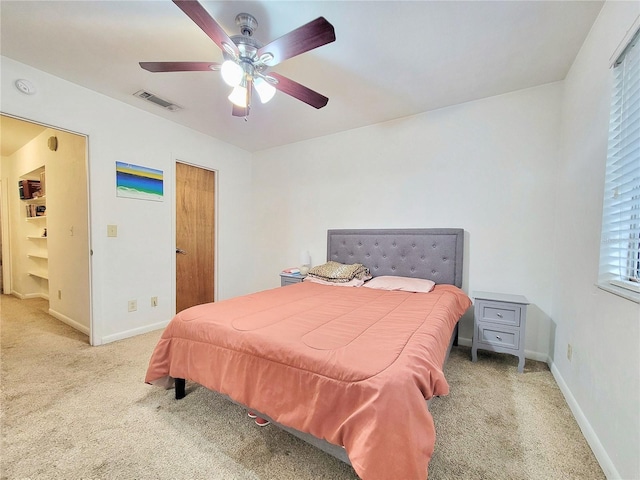 bedroom with carpet flooring and ceiling fan