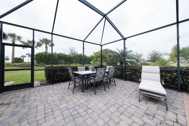 view of patio with a lanai