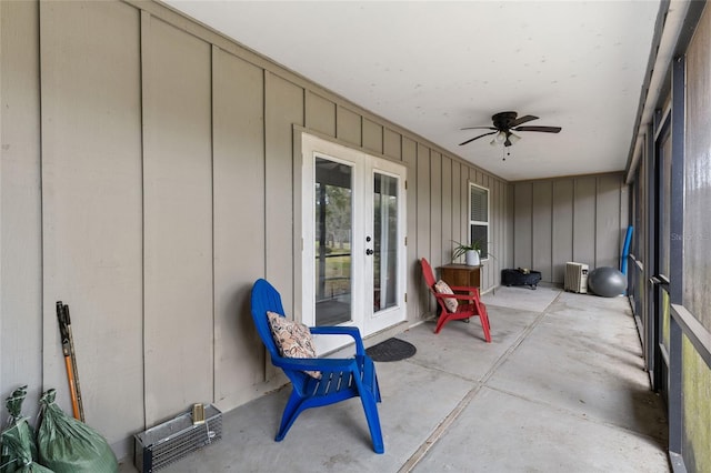 view of patio / terrace featuring french doors and ceiling fan