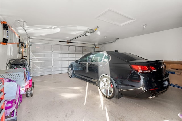 garage with a garage door opener