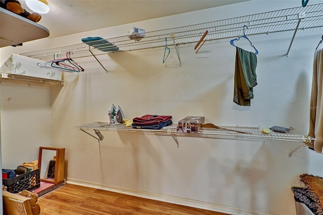 walk in closet featuring wood-type flooring