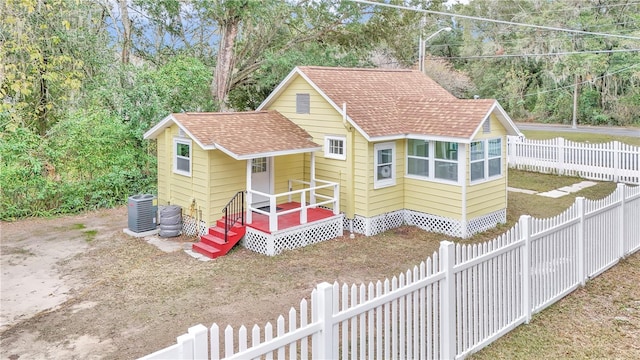 view of front of home with central AC