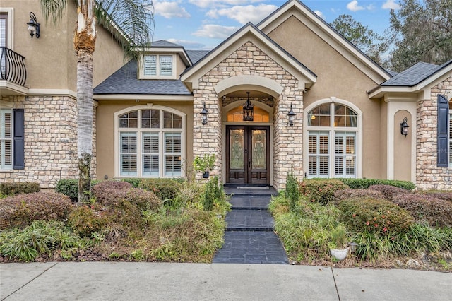 entrance to property with french doors