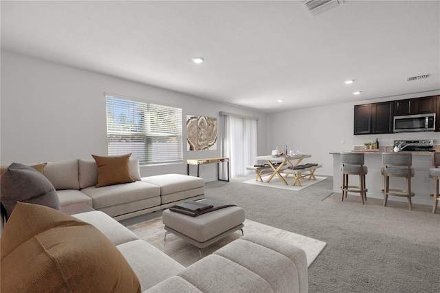 carpeted living room with a healthy amount of sunlight