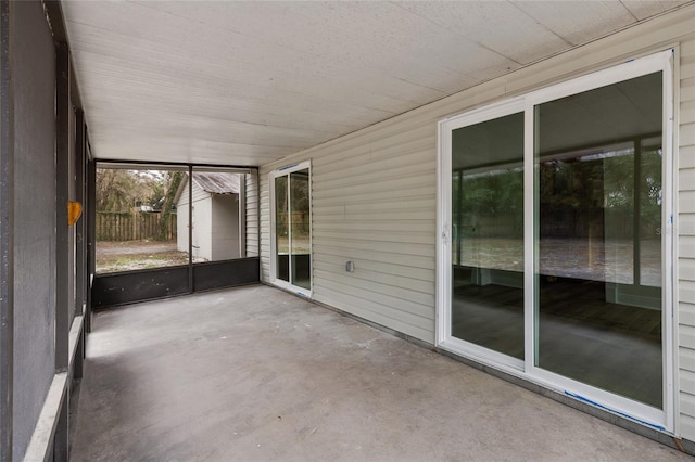 view of unfurnished sunroom