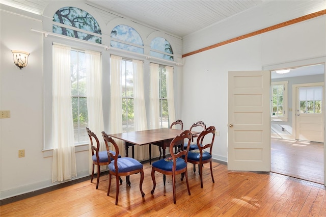 dining space featuring light hardwood / wood-style flooring