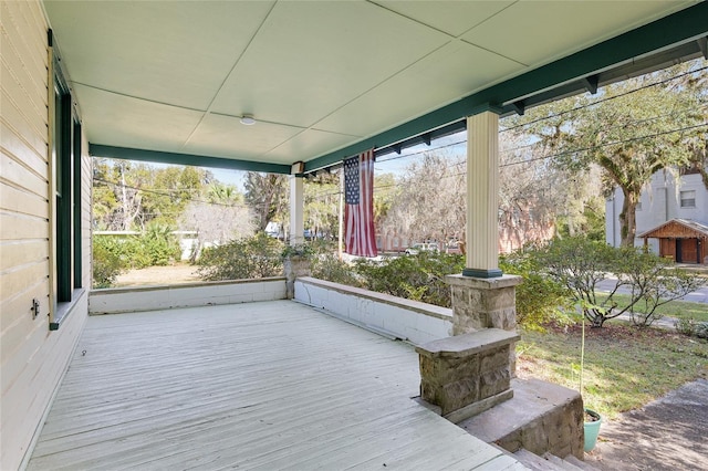 deck with covered porch