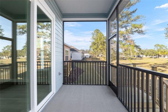 view of unfurnished sunroom