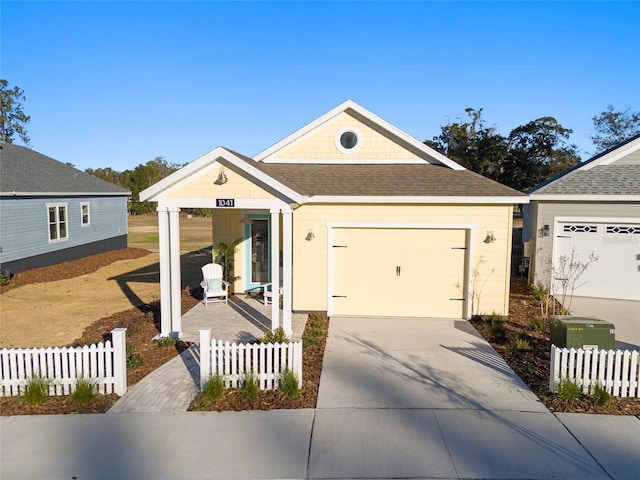 view of front of property with a garage