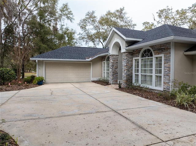 exterior space with a garage